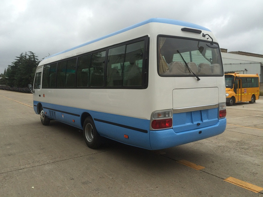 Diesel Coach Coaster Bus 30 Kursi Van Bus 140hp Transmisi Manual Kulkas Kondisi Udara