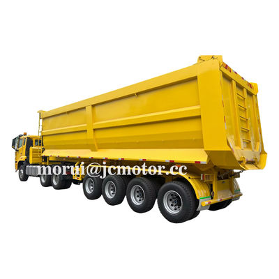 Truk Dump Berat Dongfeng 6X4 Traktor 100 Ton Tipper semi-trailer Pertambangan 50Cbm